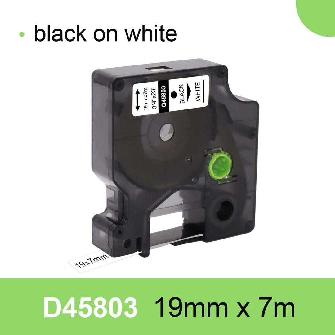 DOREE 5er-Pack 45803 S0720830, kompatibel mit DYMO D1 Schriftband 45803, Schwarz auf Weiss, 19 mm x