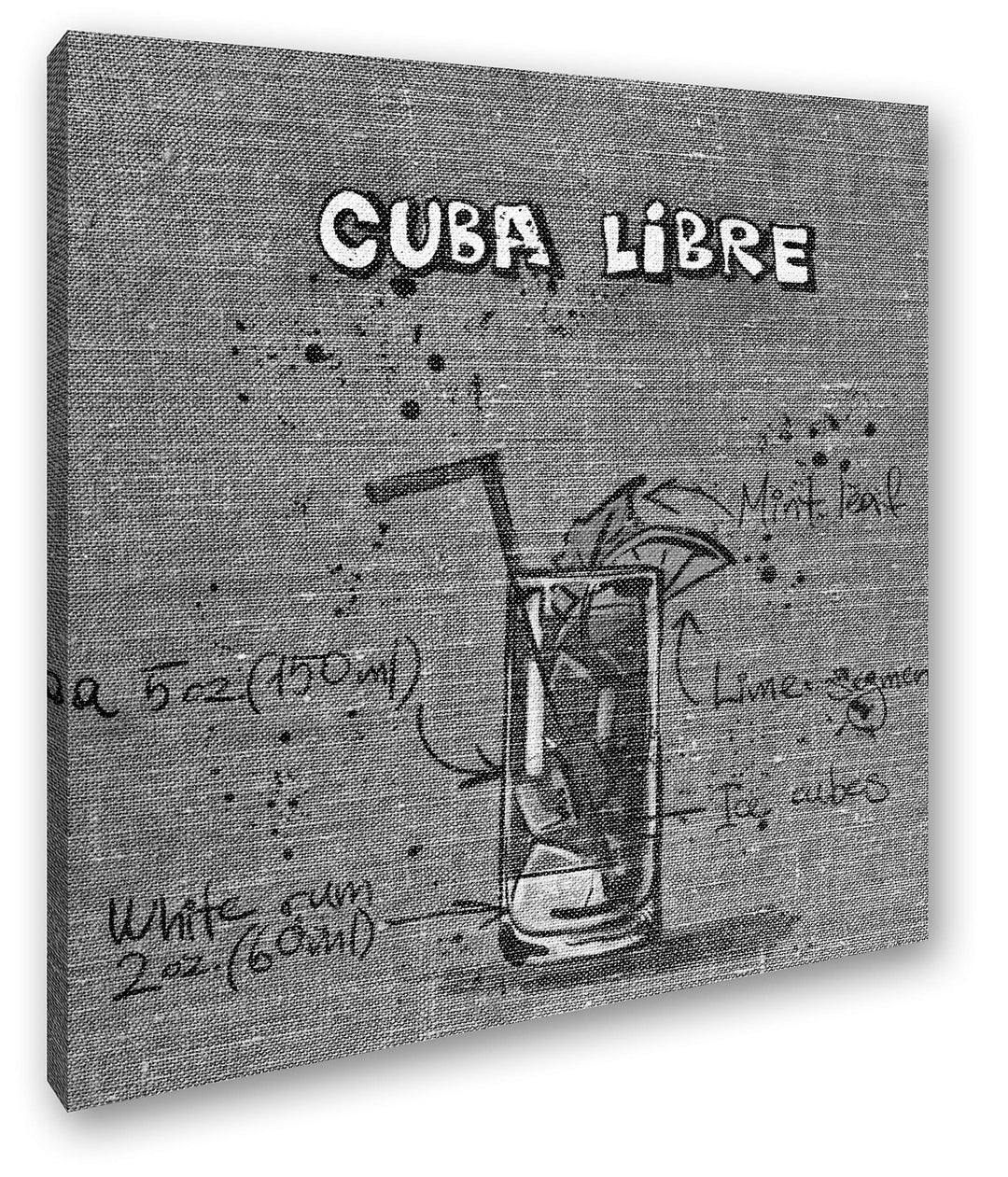 deyoli Rezept für einen Cuba Libre Format: 70x70 Effekt: Schwarz&Weiss als Leinwandbild, Motiv auf E
