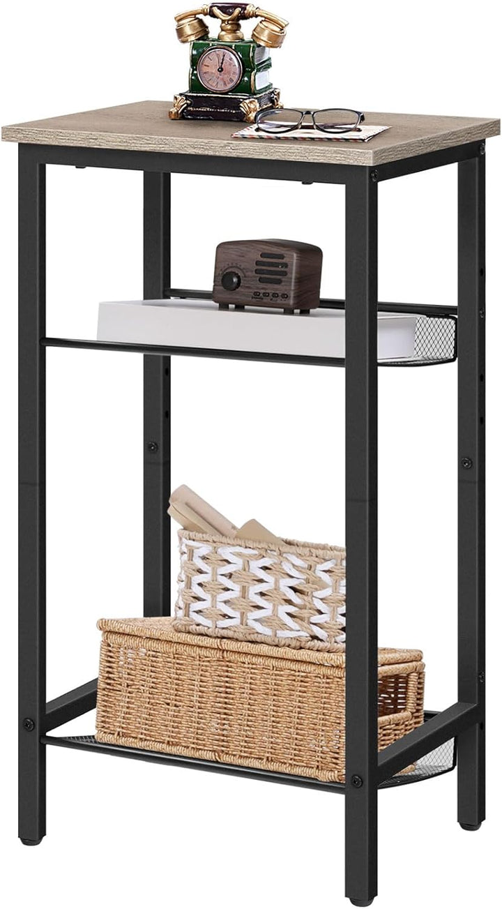 HOOBRO Beistelltisch, Telefontisch mit 2 verstellbaren Gitterablagen 45 x 35 x 75 cm, Sofatisch, Kaf