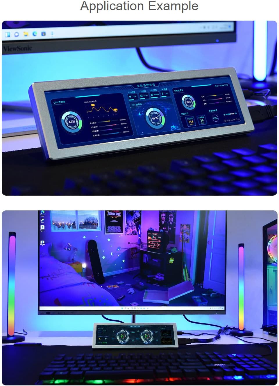 Waveshare 8.8inch IPS Side Control Panel, 480×1920 Resolution HDMI Display Monitor, HiFi Speaker, No