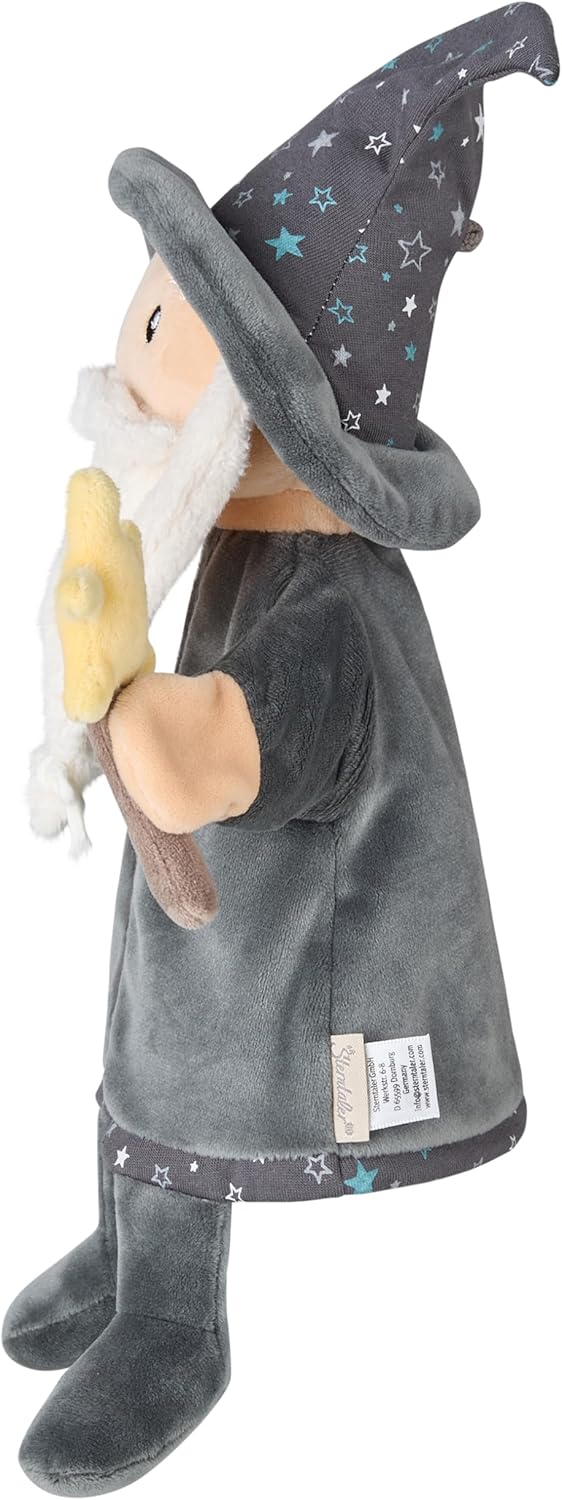Sterntaler Handpuppe Zauberer aus weichem Flausch, Kinder- und Babyspielzeug, Kopf wattiert mit Poly