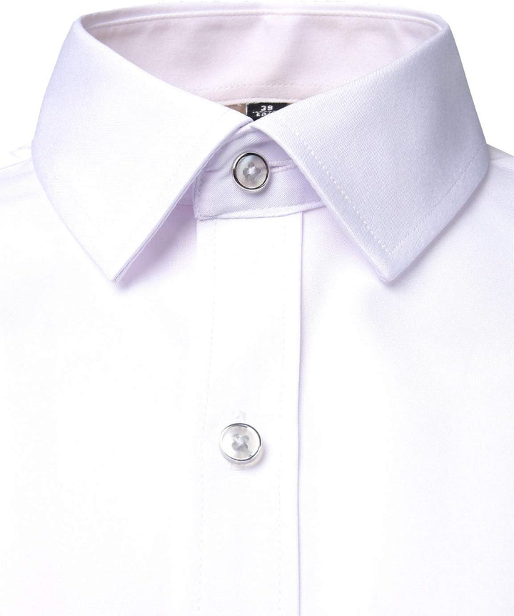 PARKLEES Herren Tailliert Freizeit Langarm Hemd Businesshemd für Hochzeit Business M Weiss, M Weiss