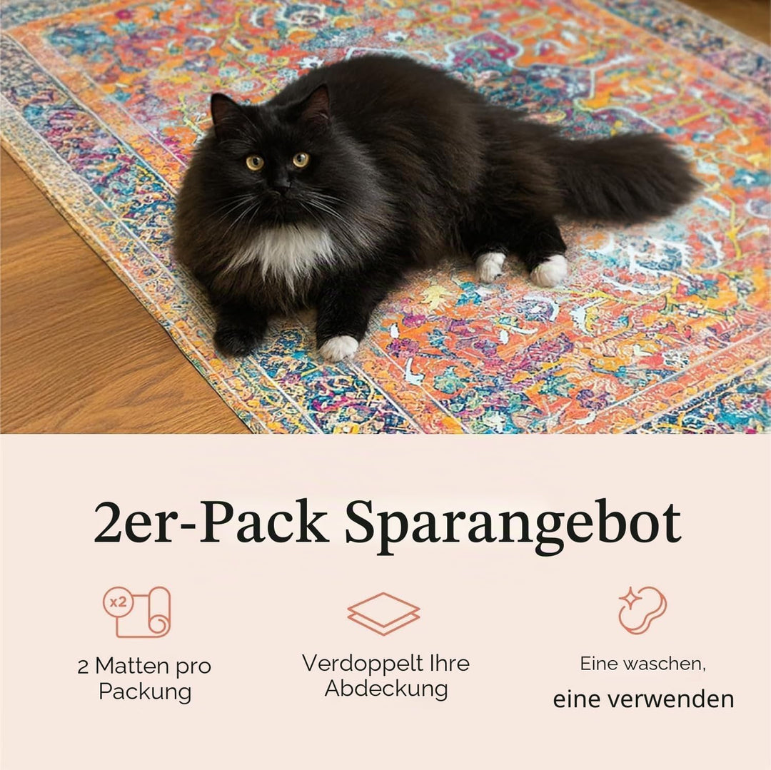 Lovewag Katzenstreumatte 2er-Pack – Extra gross 91,4 x 121,9 cm, maschinenwaschbar, leicht zu reinig