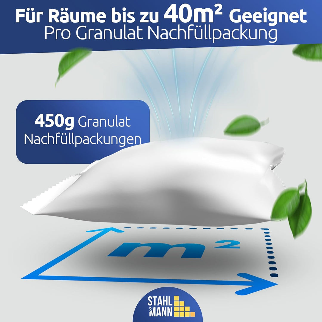 STAHLMANN® 12er Luftentfeuchter Nachfüllpack [12X400G Jasmin DUFT] - Luftentfeuchter Granulat [MADE