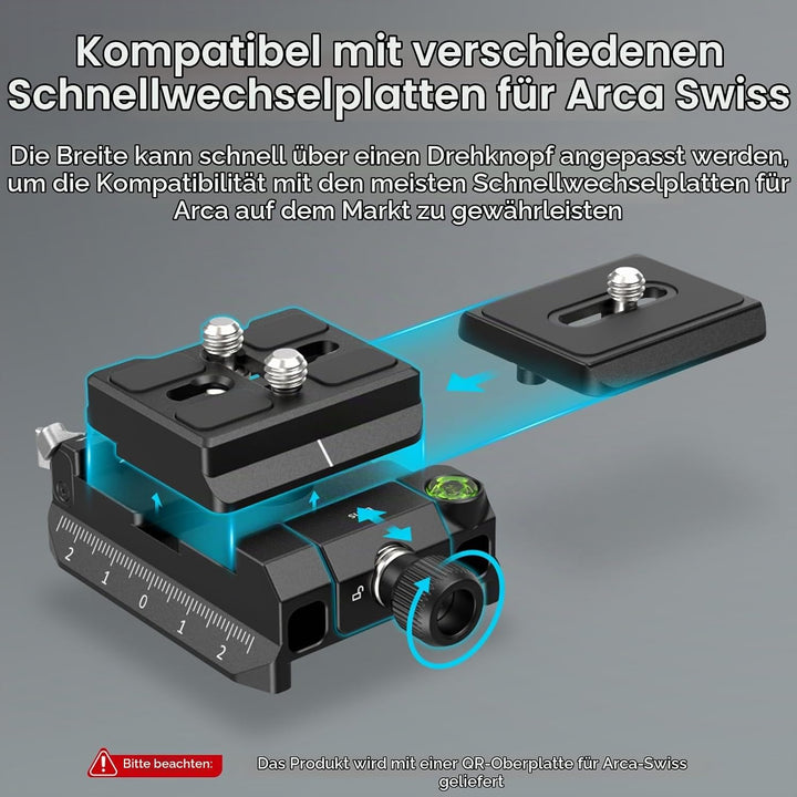 SmallRig Schnellwechselplatte und Klemme für Arca-Swiss Standard, mit Bottom Platte für Manfrotto 50
