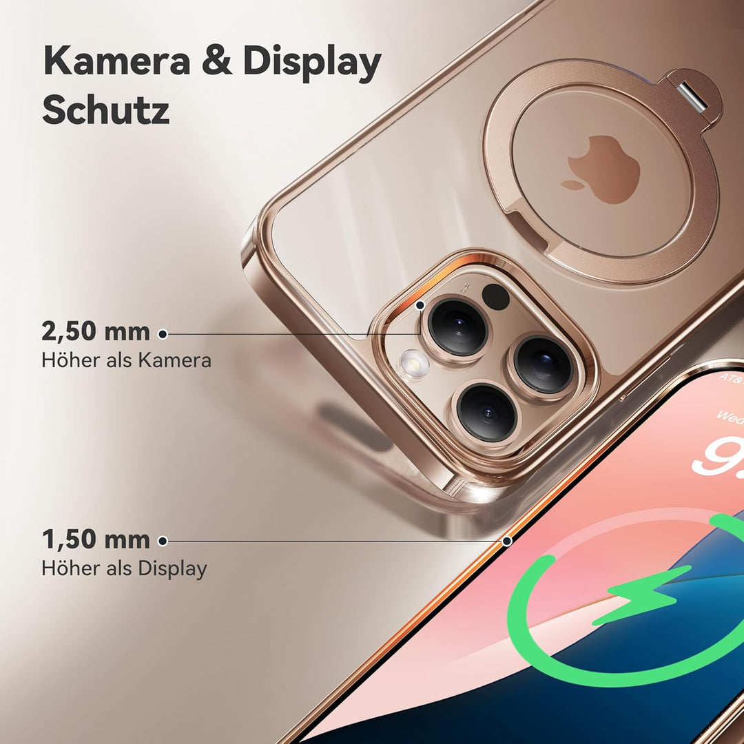 CASEKOO Titan Wüstensand Original für iPhone 16 Pro Hülle mit MagSafe [360° Drehständer] [Kratzfest