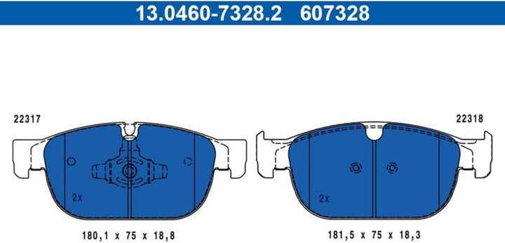 Ate 13. 0460-7328. 2 - Bremsbelagsatz, Scheibenbremse