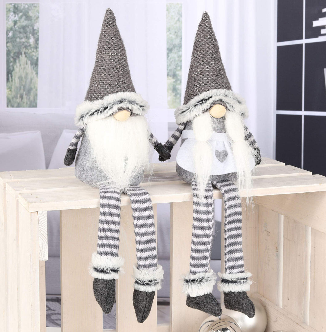 Spetebo Weihnachtswichtel im 2er Set (Mann und Frau) - Wichtel sitzend 44cm Deko Weihnachtszeit