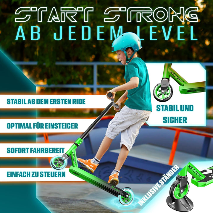 KESSER® Stunt Scooter X-Limit - 360° Lenkung Robuster Funscooter Stuntscooter mit ABEC 9 Kugellagern