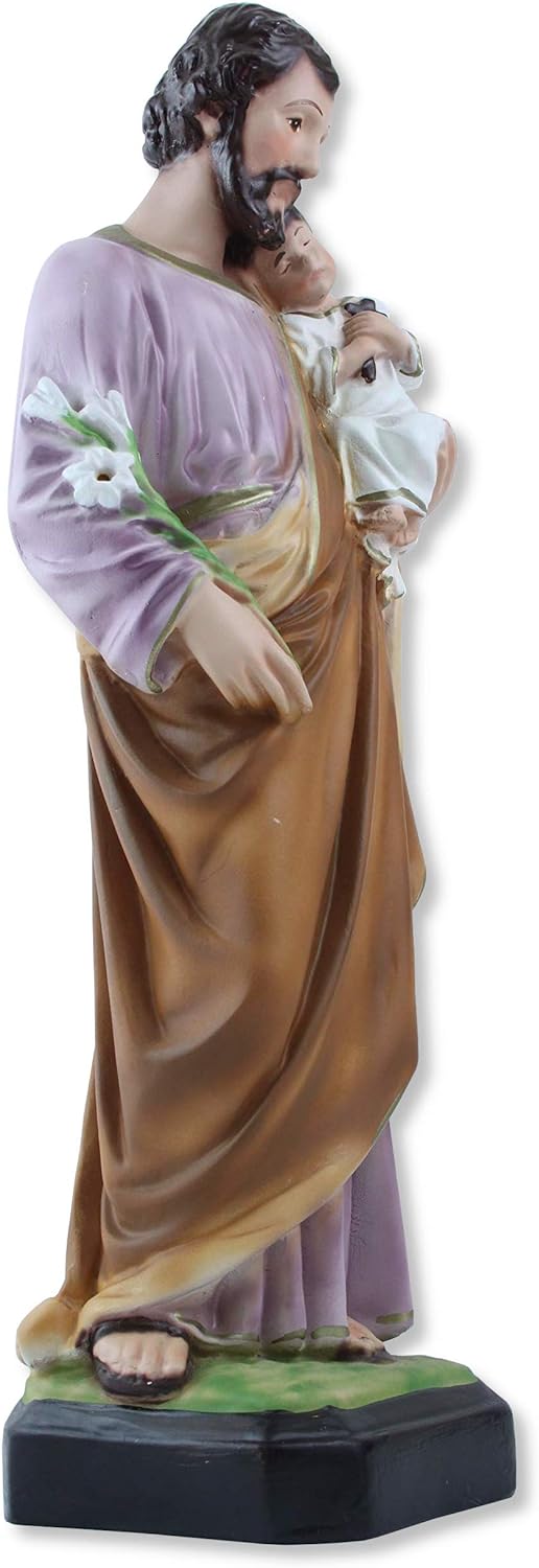 Proposte Religiose Josef Statue aus Kunstharz, Höhe 30 cm, handbemalt.