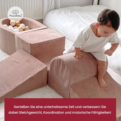 MEOWBABY 4-Elemente-Weichschaumstoff-Bausteine-Set - Spielplatz 195 x 45 cm für Babys & Kleinkinder,