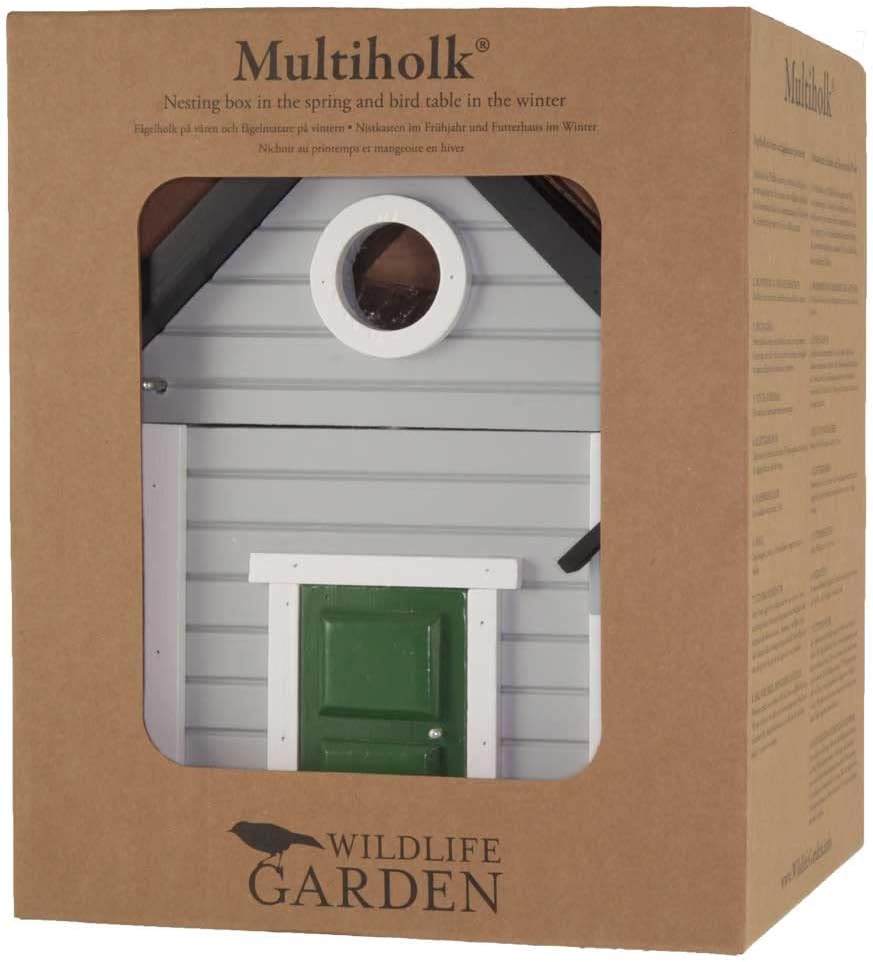 Wildlife Garden WG119 Multiholk Graues Haus - Der Kombinierte Futtertisch und Nistkasten aus Holz