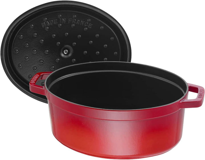 STAUB Gusseisen Bräter/Cocotte, Oval 33 cm, 6,7 L, Aromaregen Funktion, Für alle Herdarten geeignet,