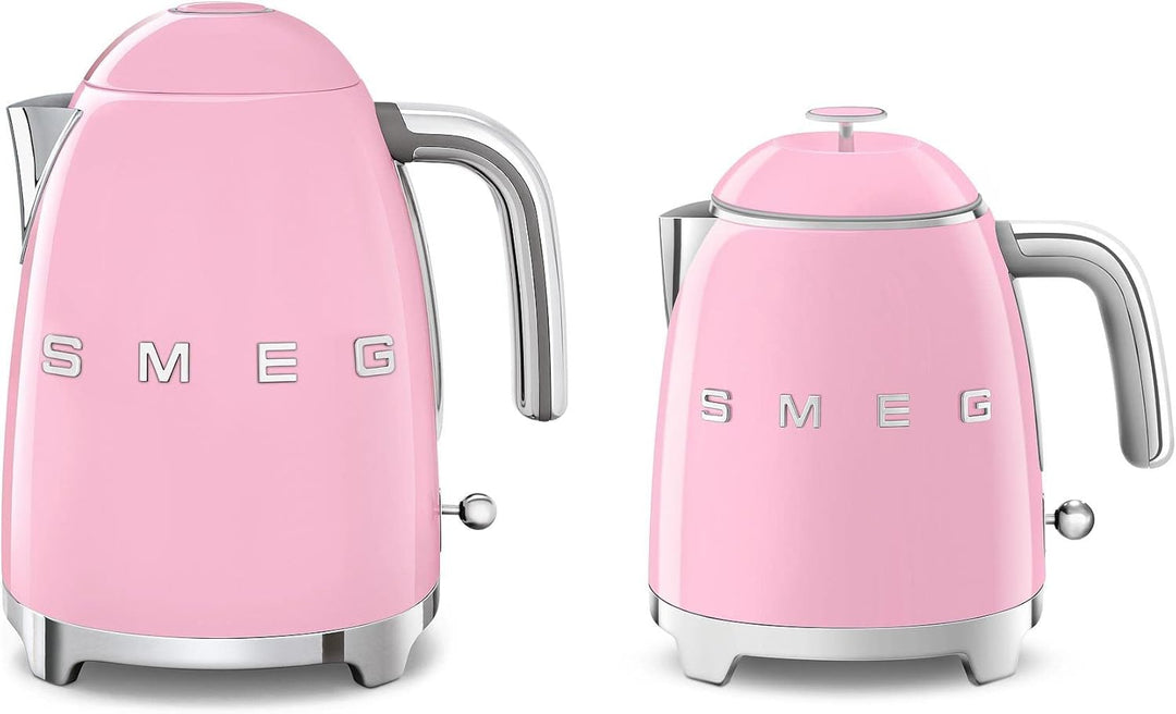 Smeg, Kleiner elektrischer Wasserkocher KLF05PKEU 0,8 L, Edelstahlfilter, Sicherheitsautomatik, Wass