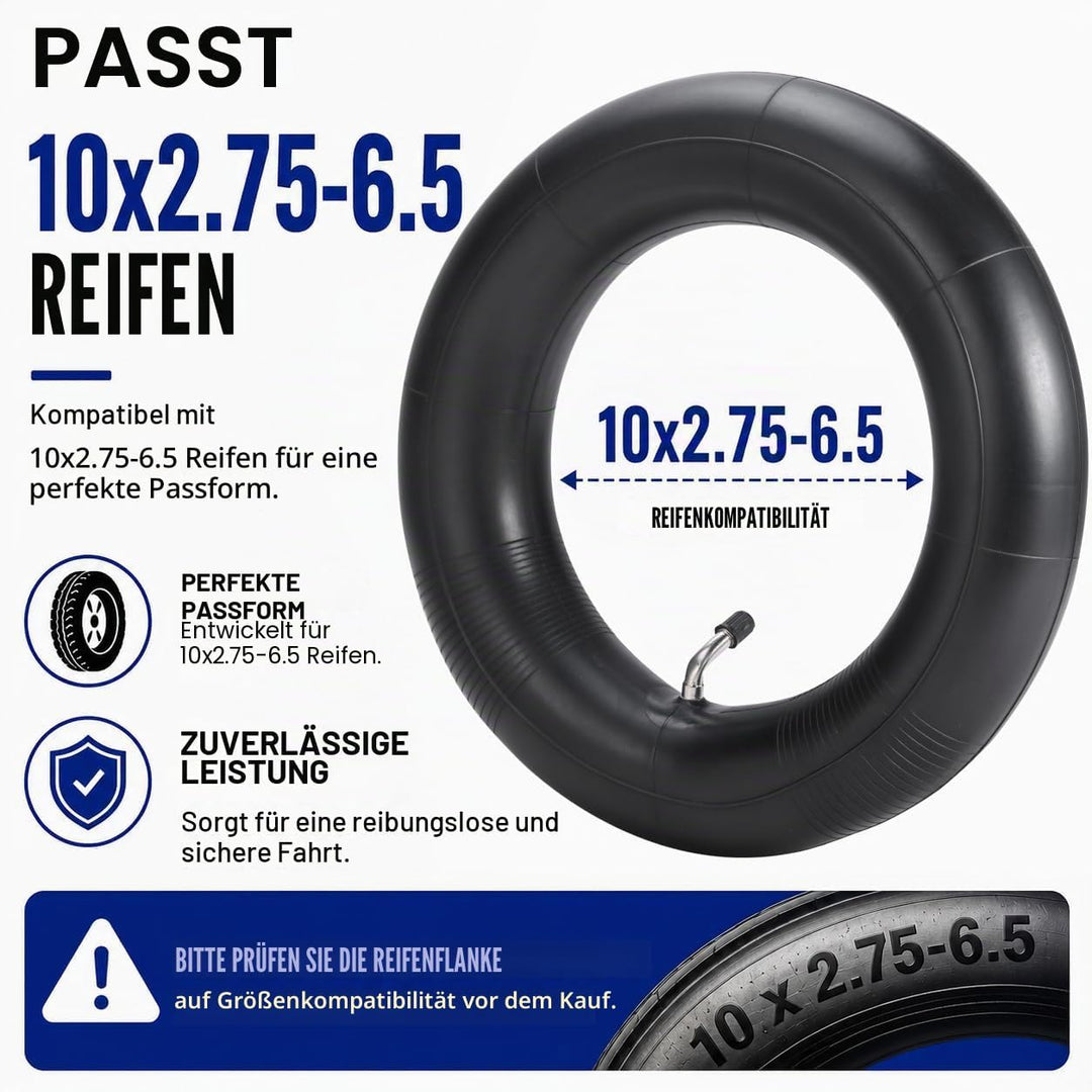 (2-Pack) 10x2.75-6.5 Thicker Inner Tubes with CR202 100°Angled Valve for Electric Scooters &amp; Mini Bi