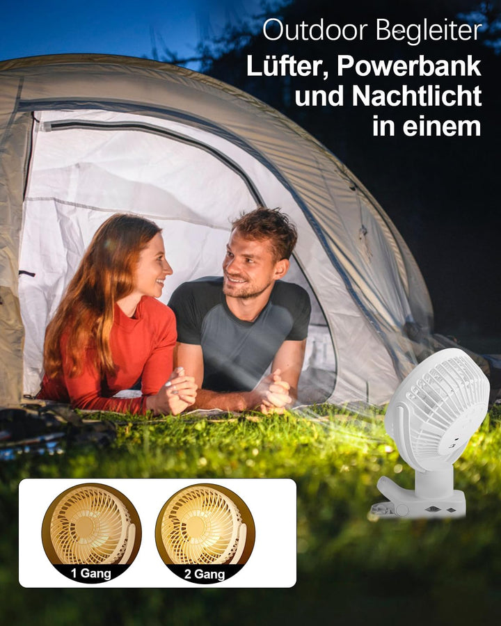 360° Oszillierend Clip Ventilator mit Fernbedienung - 10000mAh Akku USB Tischventilator Tragbarer -