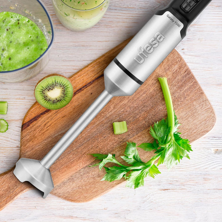 Ufesa Galaxy Stabmixer, Leistung 1500 W, Variabler Geschwindigkeitsregler + TURBO, 4 Edelstahlklinge