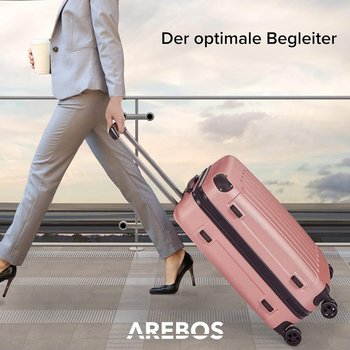 Arebos Reisekoffer 3er Set I ABS-Hartschale I Trolley Kofferset I Teleskopgriff I Inkl. Reissverschl