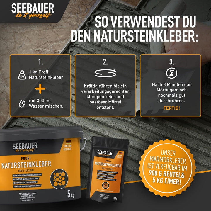 Marmor- und Natursteinkleber | Für Marmor, Naturstein und Kunststeinplatten| Weisser Natursteinmörte
