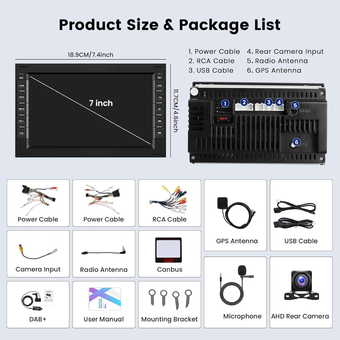 Hikity DAB/DAB+ 2+64G Android 15 Autoradio für VW Golf 5 6 Passat Polo Tiguan Touran Caddy Skod CarP
