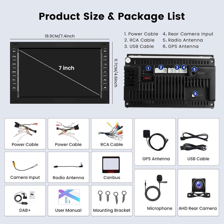 Hikity DAB/DAB+ 2+64G Android 15 Autoradio für VW Golf 5 6 Passat Polo Tiguan Touran Caddy Skod CarP