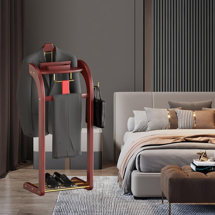 Stummer Diener aus Massiv Holz, Stummer Damen Diener mit Hosenbügel, Herrendiener Schlafzimmer mit S