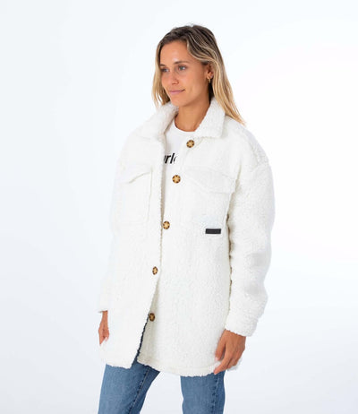 Hurley Damen Sherpa Shacket Jacke, Marshmallow