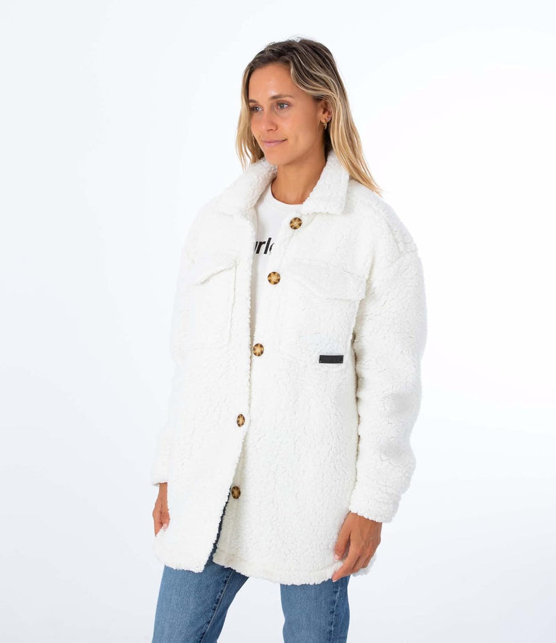 Hurley Damen Sherpa Shacket Jacke, Marshmallow