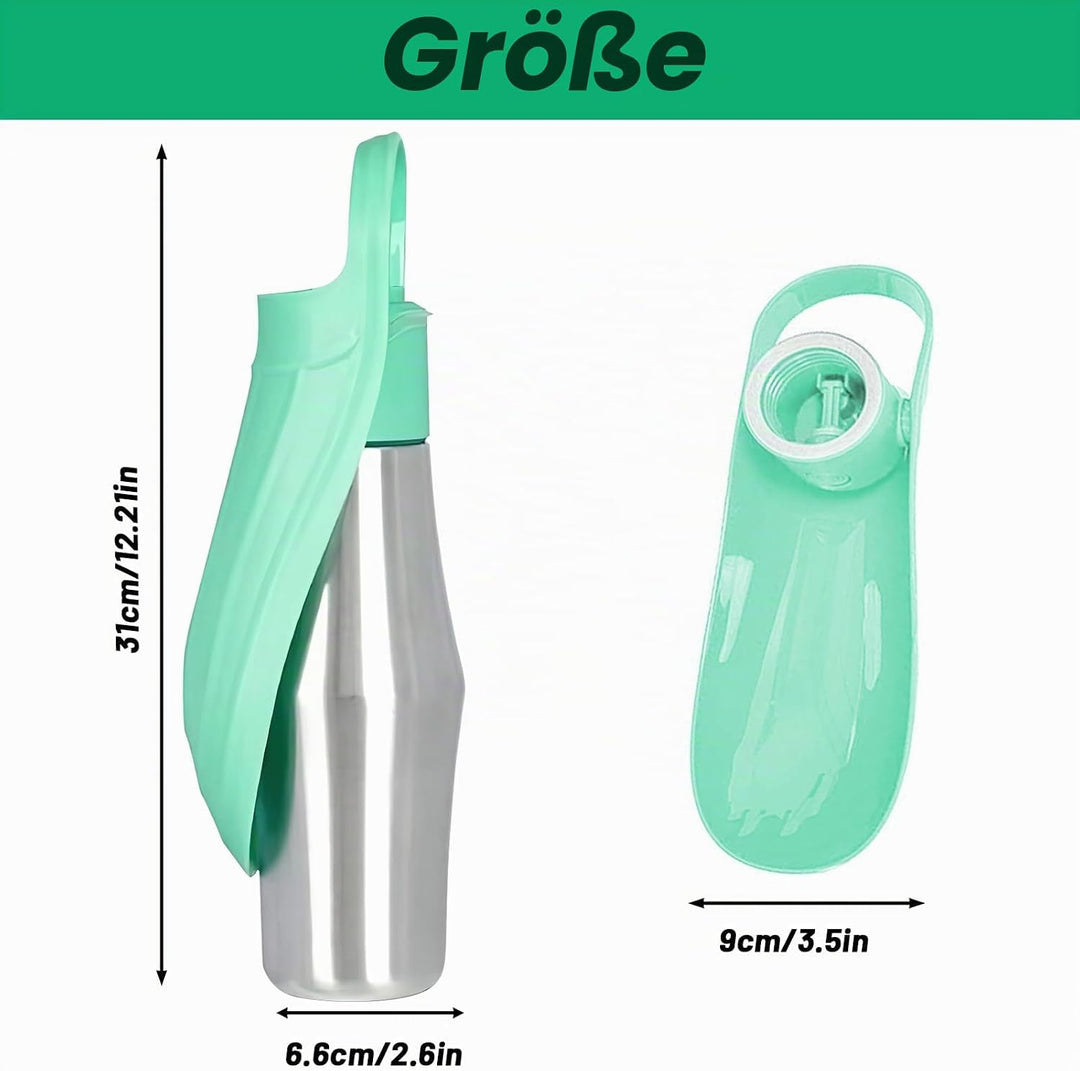 Wasserflasche für Hunde, ZoneYan 750 ml Edelstahl Hundetrinkflasche für Unterwegs, Tragbare Trinkfla