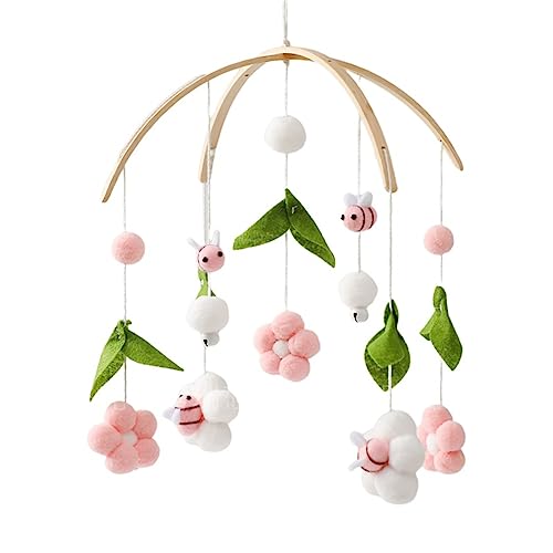 Herfair Mobile Baby Windspiele mit Filzbällen - Frische Blumen und Bienen, Kinderzimmer Hängende Bet
