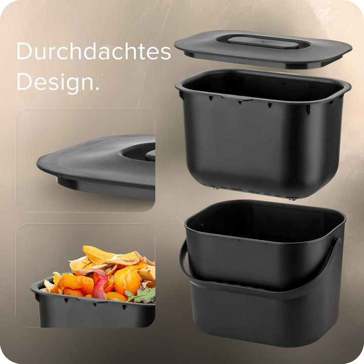 Black Sweden Home Biomülleimer Küche - 7L - Design Komposteimer mit Sieb - Bio-Mülleimer Geruchsdich