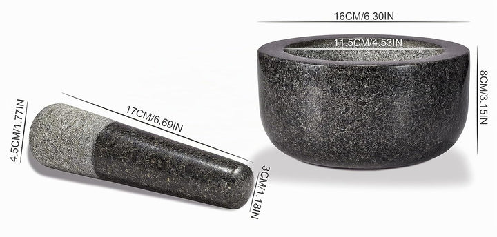 Supremery XXL Mörser und Stössel aus Granit im Set - Steinmörser Gewürzmörser Gross 16cm - für Gewür