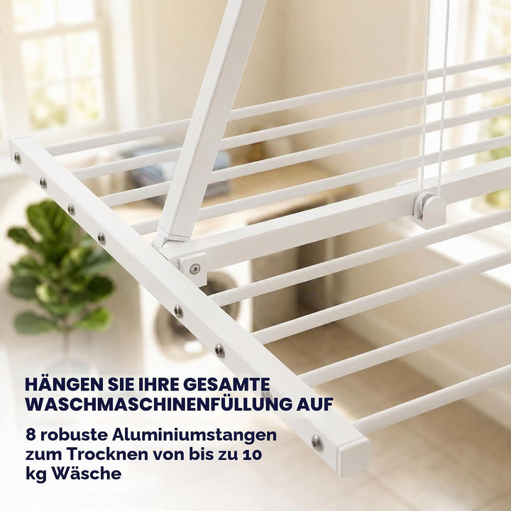 Foxydry Mini Deckenständer, vertikaler Wäscheständer, zusammenklappbar in Aluminium und Stahl 152x54