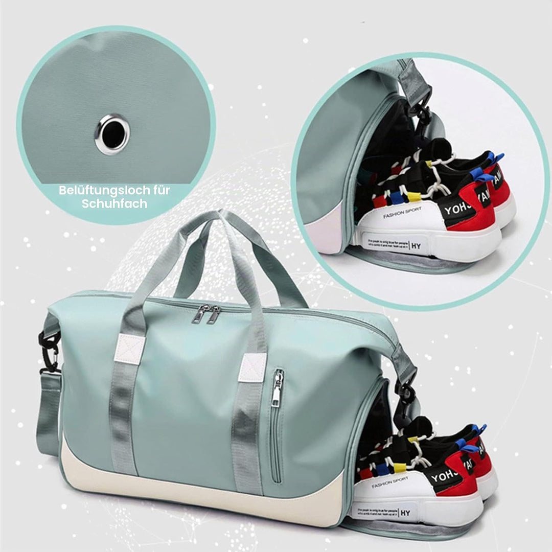 Sporttasche Damen Herren Reisetasche mit Schuhfach und Nassfach Gross 40L, Faltbar Wasserdicht Fitn