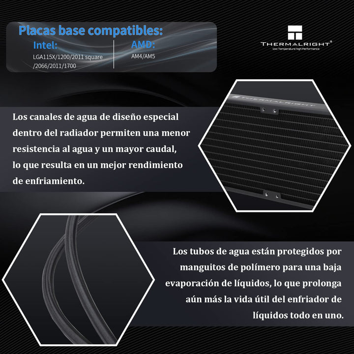 Thermalright Frozen Prism 240 Black AIO Wasserkühler, Flüssig-CPU-Kühler, 2×120mm PWM-Lüfter Wasser-