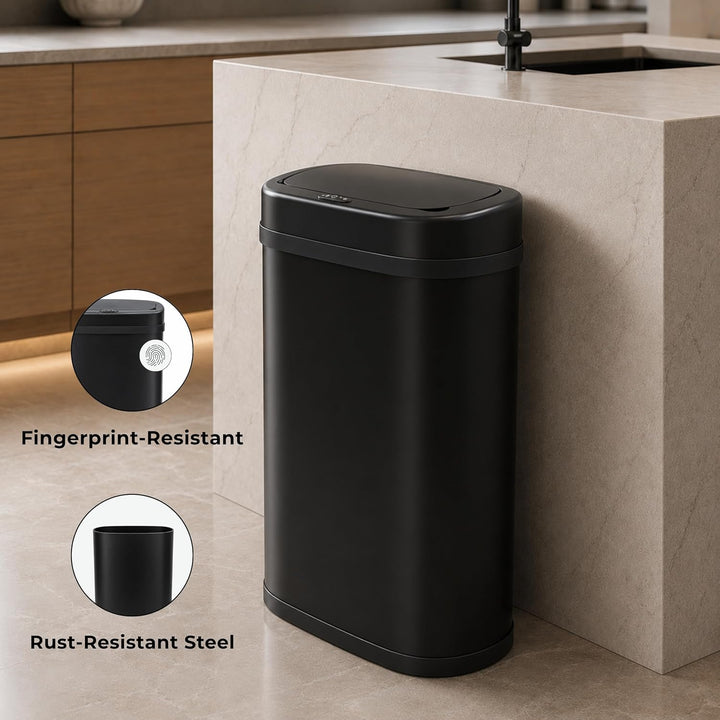 Five Stars® Mülleimer mit Sensor - 60 Liter - Edelstahl - Küche - Schwarz