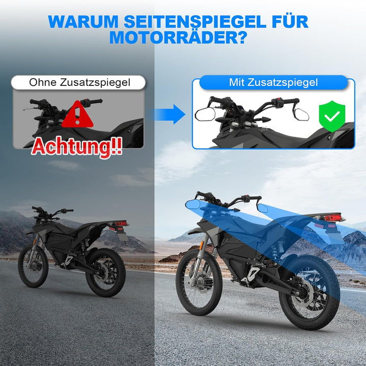 SUPAREE Motorrad Spiegel Universal Motorrad Rückspiegel Motorrad Spiegel e-geprüft 360°Drehbar mit R