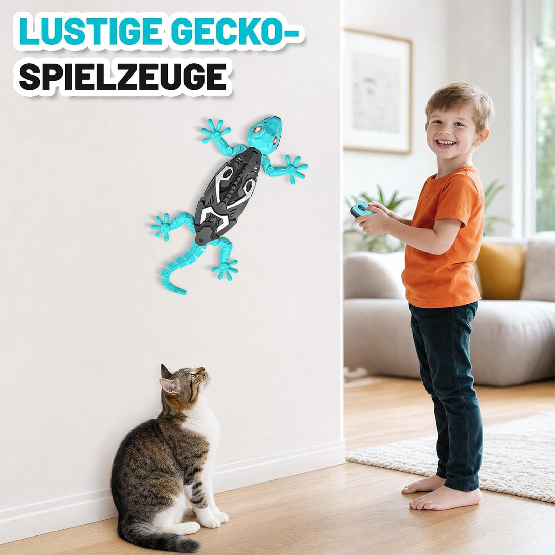 Skeufy Gecko Wandflitzer, Gecko Ferngesteuert mit 360° Drehung &amp; LED-Augen, Wiederaufladbares Gecko