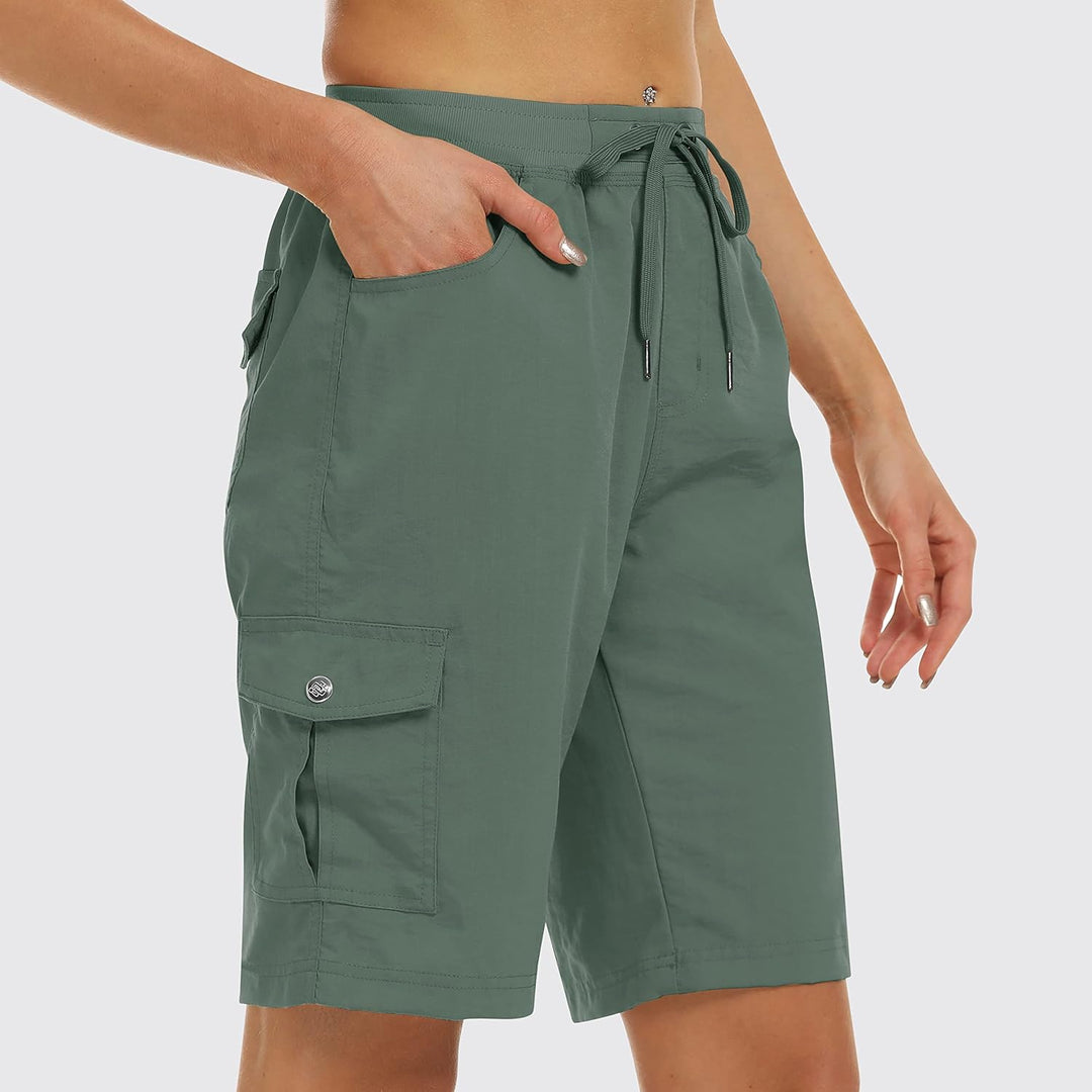 JINSHI Shorts Damen Sommer Cargohose Kurze Wanderhose Outdoor Schnelltrocknend Freizeithose mit Mehr