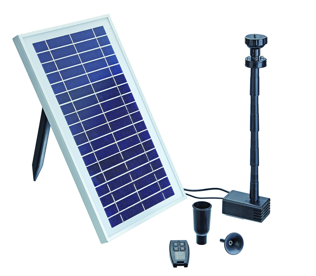 Pontec 43325 PondoSolar 600 Control - Solarwasserspielpumpe mit Akku und LED-Beleuchtung / Solarstro