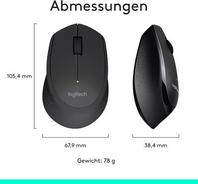 Logitech MK345 Kabelloses Set mit Tastatur in Standardgrösse und komfortabler Maus für Rechtshänder,