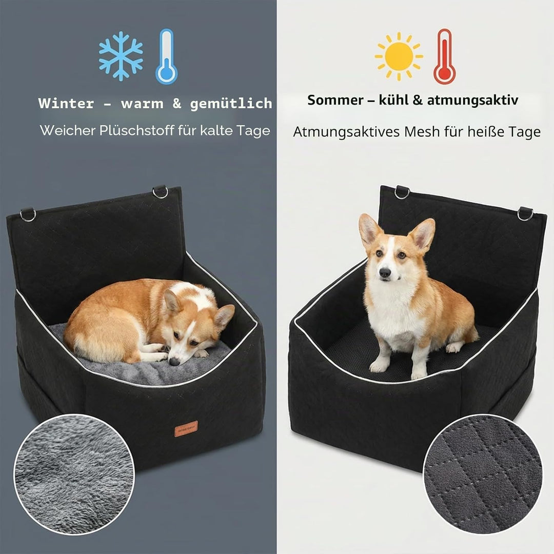 Hunde Autositz für kleine und mittlere Hunde bis 15,8 kg Hundesitz Auto mit 2 Sicherheitsgurten und