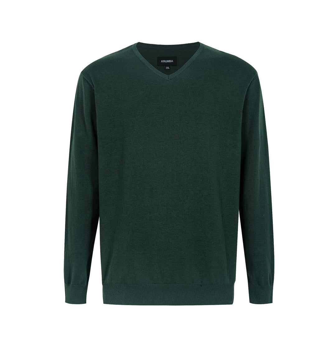 Krumba Herren Baumwolle Übergross V-Ausschnitt Klassik Pullover 3XL Grün, 3XL Grün