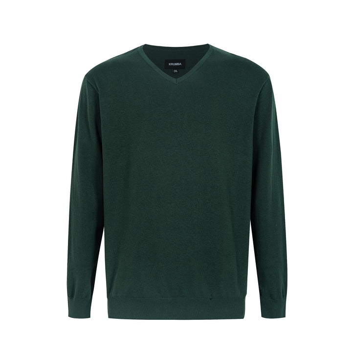 Krumba Herren Baumwolle Übergross V-Ausschnitt Klassik Pullover 3XL Grün, 3XL Grün