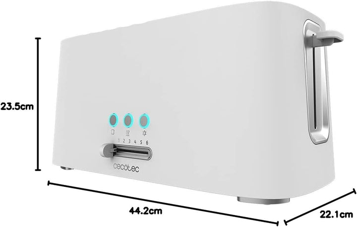 Cecotec Toaster Toast&Taste 9000 Doppel White aus Plastik mit 2 extra breiten kurzen Schlitzen Weiss