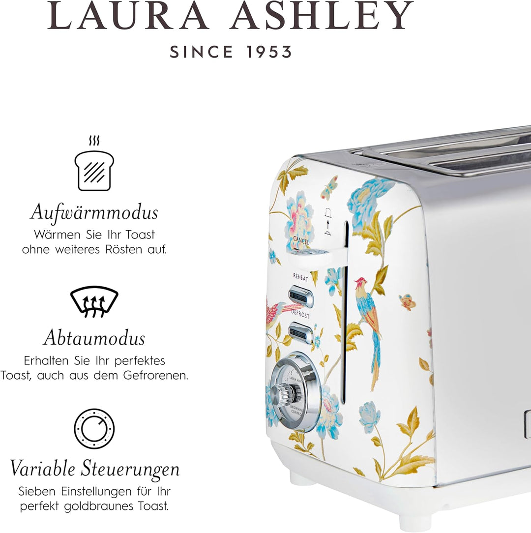 Laura Ashley Toaster und Stove Top Wasserkocher Set von VQ (Elveden Weiss, Induktions Wasserkocher u
