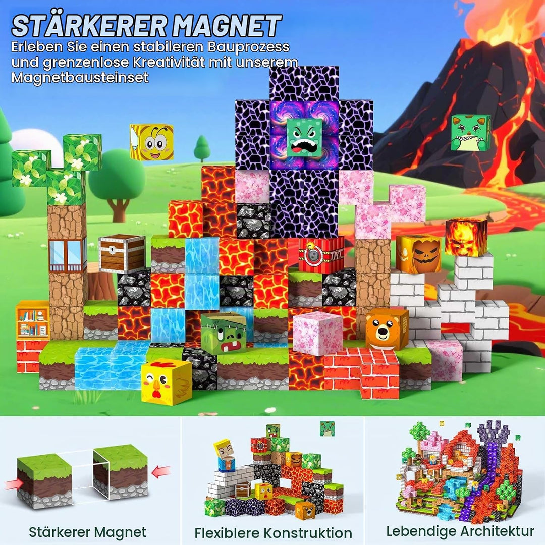 Magnetische Bausteine 100 PCS 2CM Magnetbausteine für Kinder ab 3 Jahre Magnetic Blocks, Montessori