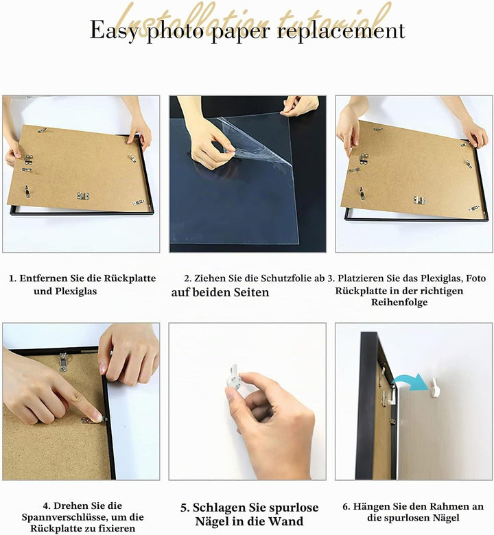 A3-Zertifikat-Bilderrahmen,2er-Pack schwarzer Fotorahmen mit Plexi-glass für Wandmontage-Display,29,