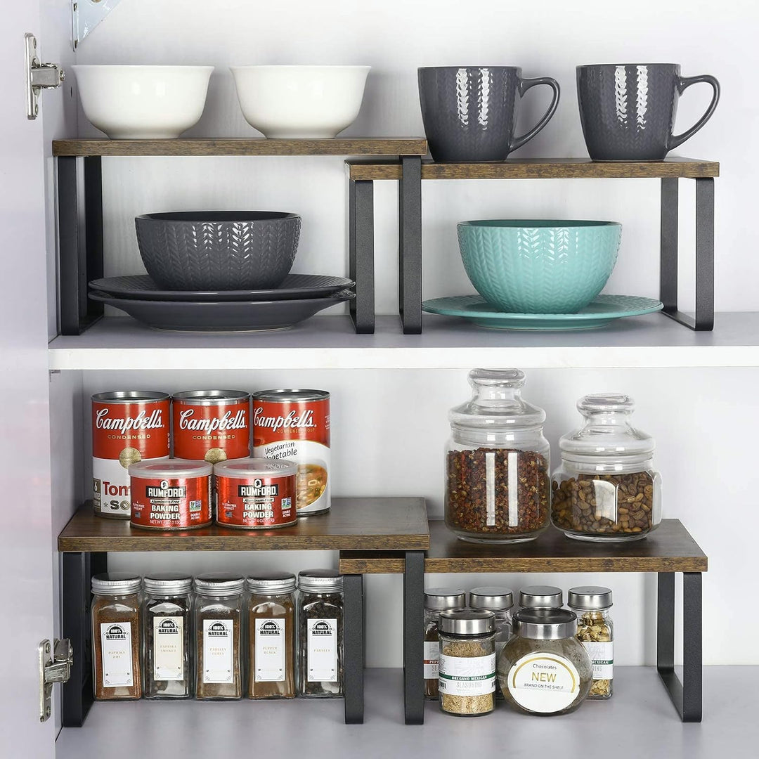 LIANTRAL 4er-Set Regaleinsatz im Küchenschrank, Küchenregal, Küchen Arbeitsplatte Regal Organizer au