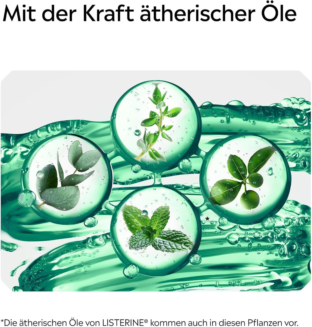 Listerine Fresh Mint (6 x 500 ml), antibakterielle Mundspülung mit ätherischen Ölen für einen frisch